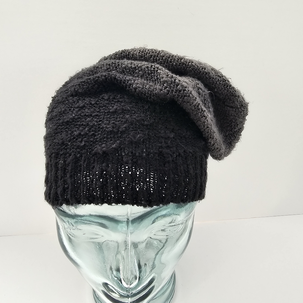 Mix No. 6 Black Ombre Popcorn Knit Slouchy Beanie | Gray Gradient Textured Hat